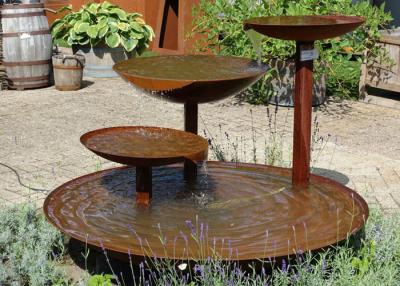 China Cascading Outdoor Waterfall Corten Steel Water Feature Fountain For Garden for sale