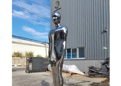 China Mirror Polished SS Life Size Abstract Human Figure Sculptures for sale