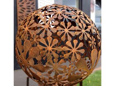China 100cm moderno Dia Corten Steel Ball Sculpture para a decoração do jardim à venda