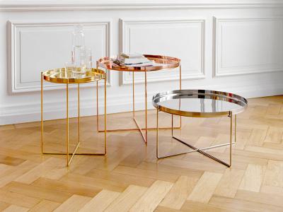 China Nordic Style Habibi Side Table , Simple Console Rose Gold Coffee Table for sale