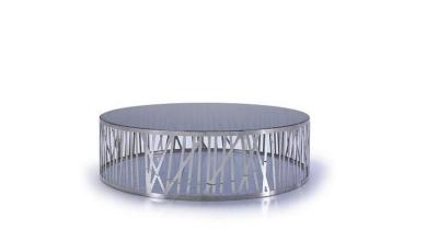 China Metal Legs Glass Center Table Grey Round Modern Design 1400 * 700 * 350mm SGS for sale