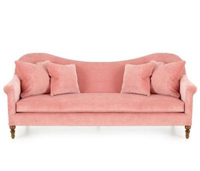 China Leisure Hotel Furniture Pink Fabric Sofa , Ordinary Size Hotel Room Sofa for sale