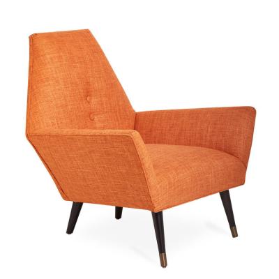 China Orange Sorrento Fiberglass Lounge Chair For Coffee Room With Metal Frame for sale