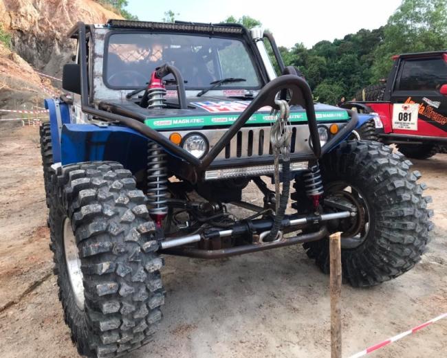 Winch in use during off-road recovery