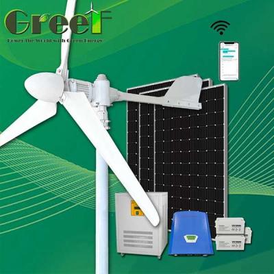 China 1KW 2KW Sistema híbrido eólico solar de 3 fases turbina eólica horizontal no telhado à venda