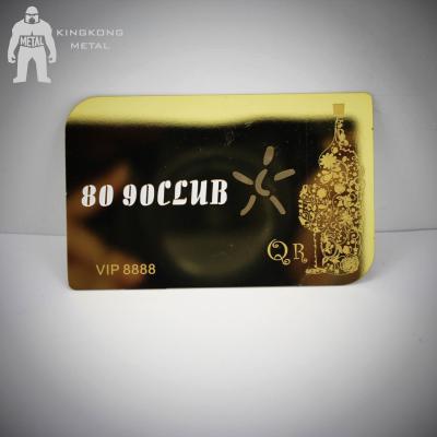 China Laser Cut Anodized Gold Business Cards With Mirror On Back 0.3mm 0.5mm Thickness for sale