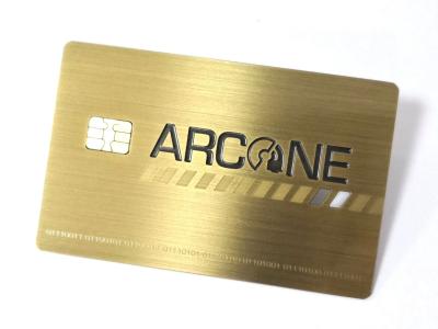 China Metal Gold Small Contact IC Chip Bank Card With Magnetic Stripe Signature Panel for sale