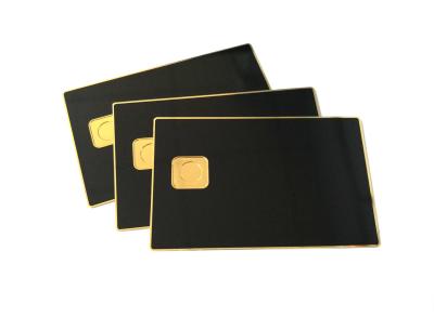 China Shiny Gold Black Metal Membership Card Printing With Chip for sale