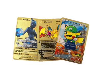 China 0.4mm Thickness Charizard Collection Card Vmax DX GX Pokemon Metal Gold Plated for sale