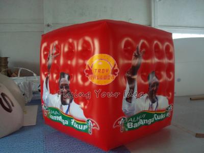 China Red Inflatable advertising cube balloon with Full digital printing for Opening event for sale