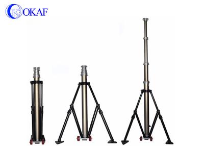 China Mobile Telescopic Mast Pole , Portable Antenna Mast Tripod With Wheels for sale
