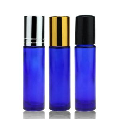 China Blue OEM Perfume Oil Roll On Bottles Screw Cap 10ml Roller Ball Bottle for sale