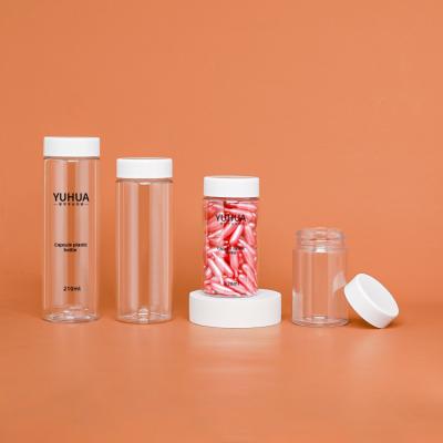 China cylindrical Plastic Bottle Pet Material With White Cap Empty PET Plastic Bottle for sale