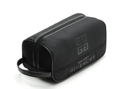 China Promotional Monogrammed Leather Mens Toiletry Bag / Black Groomsmen Gifts Toiletry Bag for sale