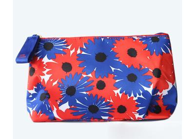 China Velvet Travel Toiletry Bag / Custom Embroidered Makeup Bags Beautiful Flower Pattern for sale