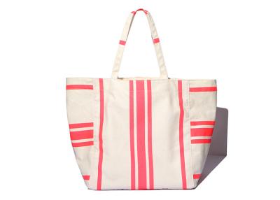 China 600D Polyester Canvas Tote Bags Striped Print Environmental Protection for sale