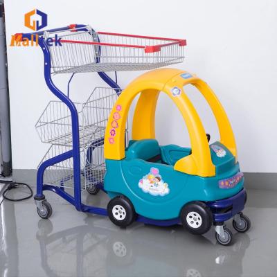 China Plastic Children Supermarket Shopping Trolley Colourful With Basket for sale