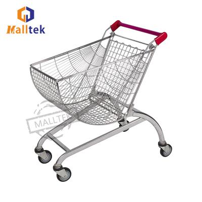 China Fan Shaped Metal Shopping Trolley Cart For Supermarket Grocery Foldable Trolley for sale