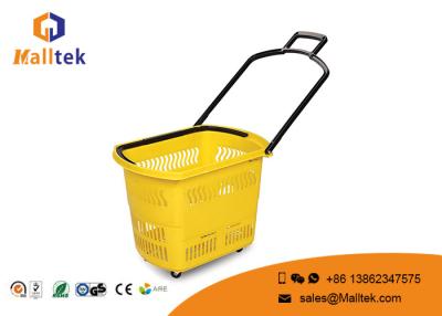 China Environmental Supermarket Shopping Basket Shopping Cart Basket With 4 Wheels for sale