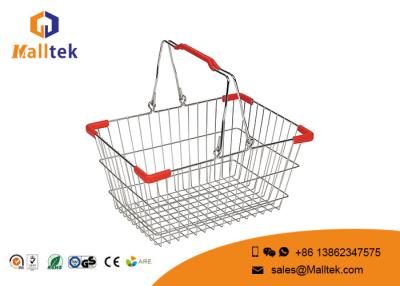China Cestas de compras del alambre de la cesta de compras del supermercado de la tienda de la tienda de ultramarinos con las manijas en venta