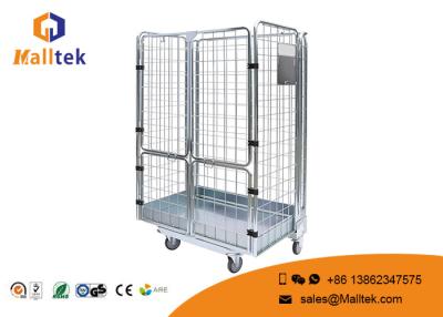 China Collapsible Storage Roll Container Trolley Save Space Open Wire Mesh Design for sale