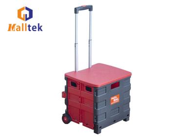 China Portable Aluminum Handle Folding Plastic Trolley With Lid for sale