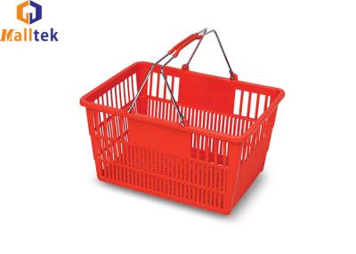 China ODM Metal Handle HDPP Plastic Supermarket Hand Basket for sale