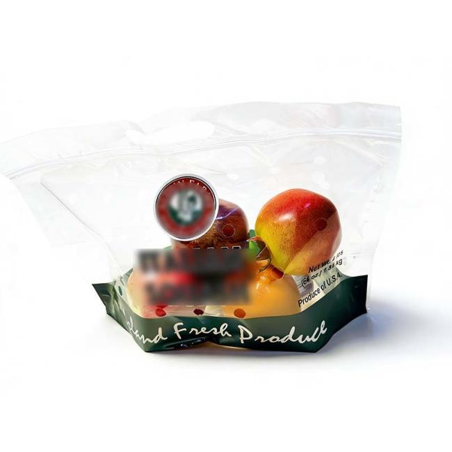 Close-up view of micro perforations on plastic packaging bag
