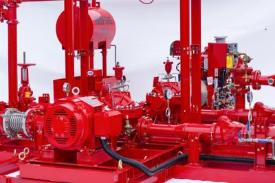 China NFPA20 Accordance Fire Pump Skid Package With Split Case Fire Pump Sets 150PSI for sale