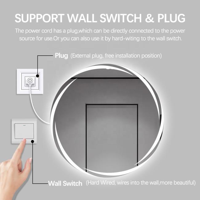 LED mirror installation diagram and wiring options