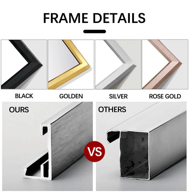 Gold finish metal frame bathroom mirror installation
