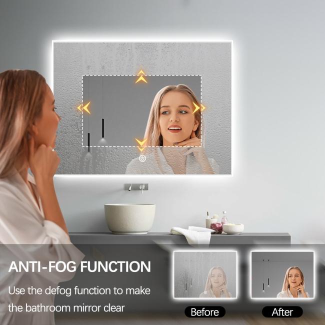 Acrylic frame smart touch LED mirror side view