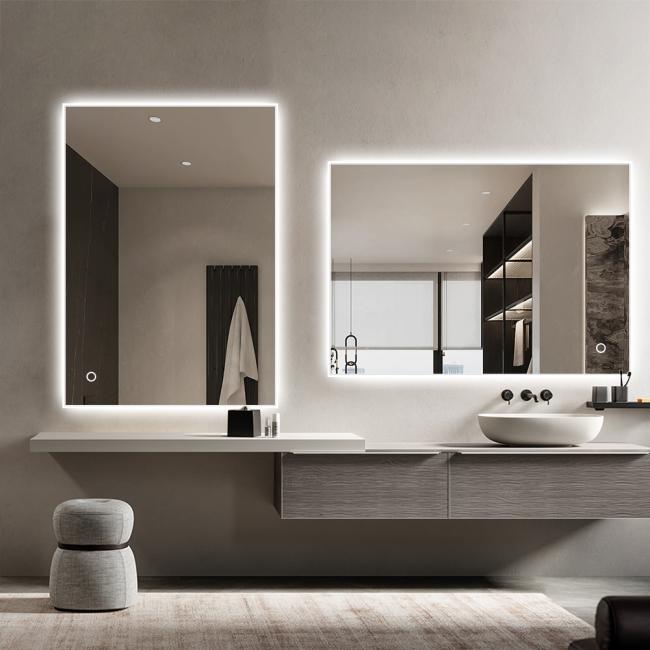 Acrylic frame smart touch LED mirror front view