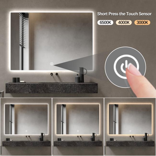 Acrylic frame smart touch LED mirror installation view