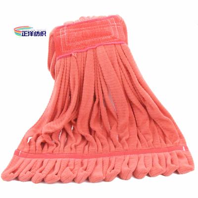 China 11oz Floor Mopping Cloth 220gsm Small Size Red Loop End Microfiber Tube Mop Head for sale