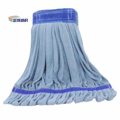 China 14oz Wet Cleaning Mop Medium Size Blue Loop End Microfiber Tube Mop for sale