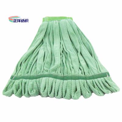 China 18oz Wet Mop Refill Pads Large Size Green Loop End Tube Mop Head for sale