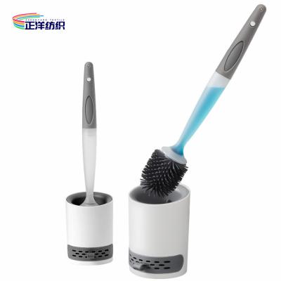 China Escobilla larga de la manija del silicón de TPR 17 pulgadas con el tenedor y el cepillo detergente de Closestool del tanque en venta