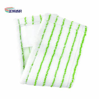 中国 5x18 Inch Industrial Microfiber Dust Mop Green Stripes European Style Pockets 販売のため