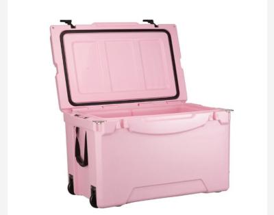 China 75L Wheeled Rotomolded Cooler Box , Insulated Ice Box With PU Insulation for sale