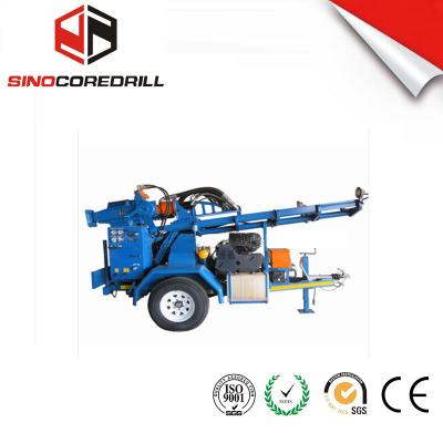 China 200M Protable Small Trailer  Hydraulic Water Well Drilling Rig Borehole Drilling Equipment for sale