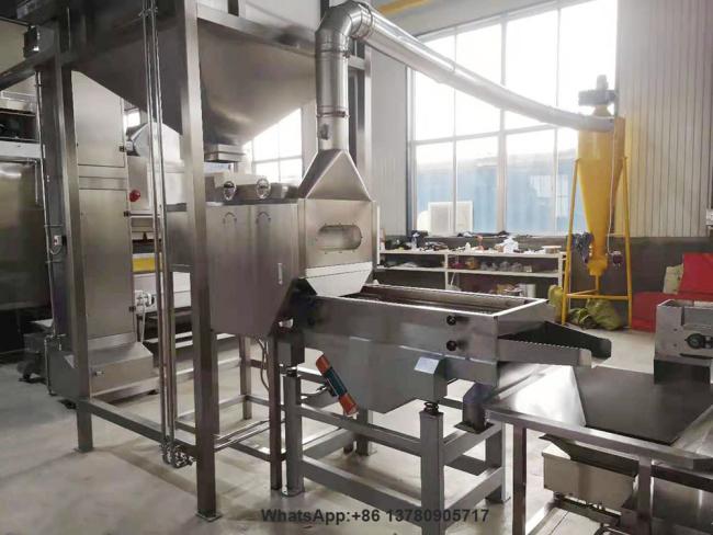 Close-up of peanut blanching machine components