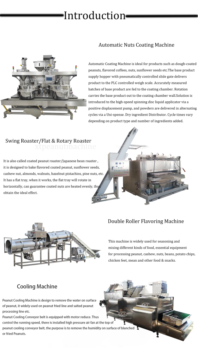 Coated peanut roasting production line processing flow diagram