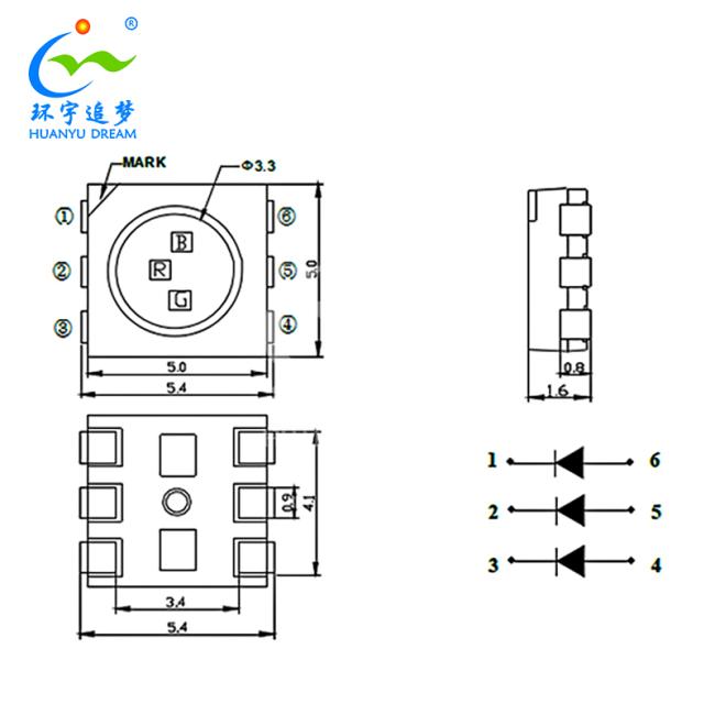 LED chip dimensional diagram