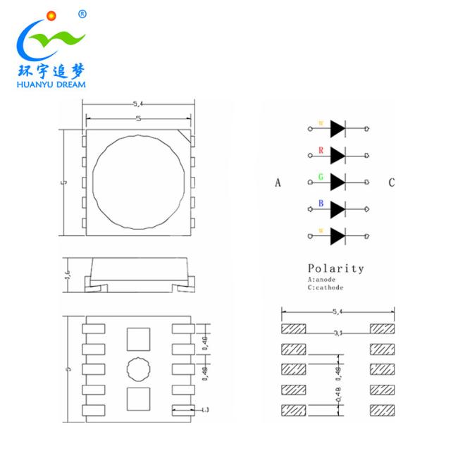 Multi Color RGBWW 5IN1 SMD LED 5050 0.2W LED CHIP