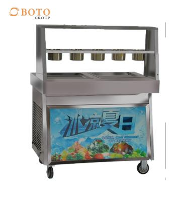 China Commercial Catering Stainless Steel Material Freeze Table Double Flat Pan Fry Ice Cream Roll Machine for sale