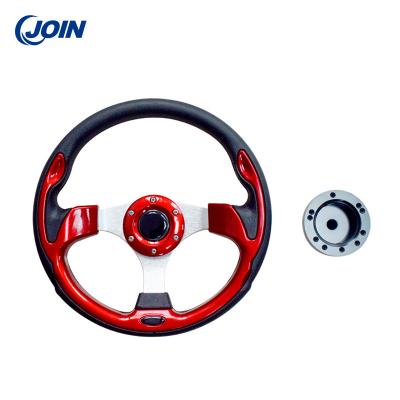 China PVC Red Golf Cart Steering Wheel 12.5in Single Color With No Pattern for sale