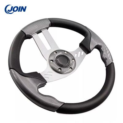 China Single Color 12.5 Inch PVC Steering Wheel Ergonomic For Golf Buggies for sale