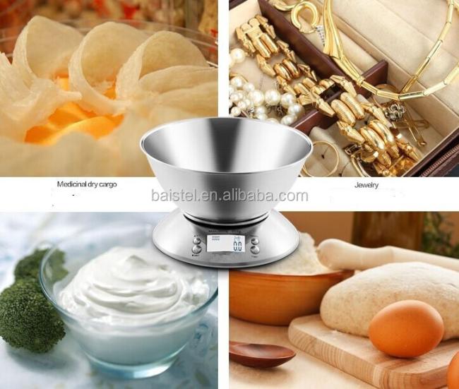 Digital Food Kitchen Scale 5kg 1g Capacity With Bowl