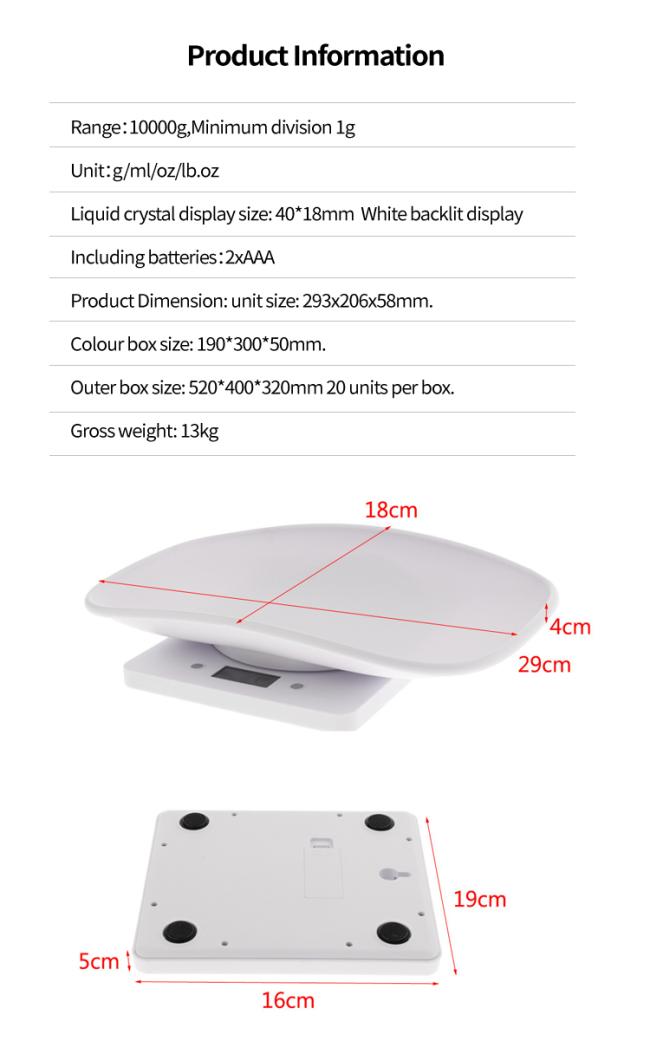 Digital Pet Scale Accurately Weight dog cat tray weight electronic scale mini 10kg pet food weighing scale